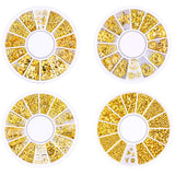 4 pudełka Nagel Art Strass, 3D Nagel Art Dekoracje, Mix Größe Nagel Perlen Glitter Strass Gold Metall Hohlniet Nagelkunst Stern Mond Sonne Nagel Zubehör Für DIY Nageldesign