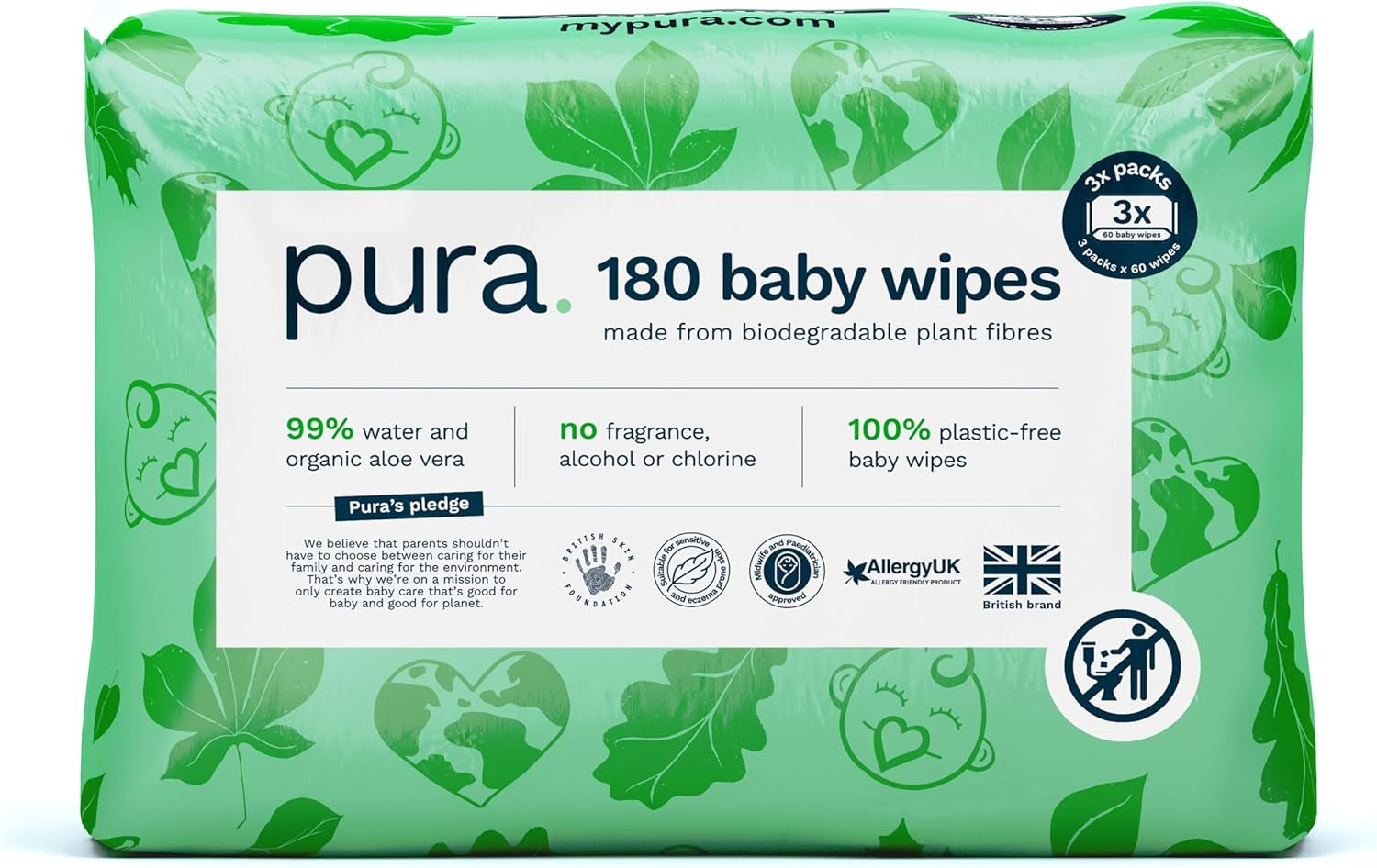 Ekologiczne jednorazowe chusteczki dla niemowląt do wrażliwej skóry dziecka 70 chusteczek (1 opakowanie) 99% wody 100% bez plastiku do skóry wrażliwej ze skłonnością do egzemy noworodki biodegradowalne wegańskie