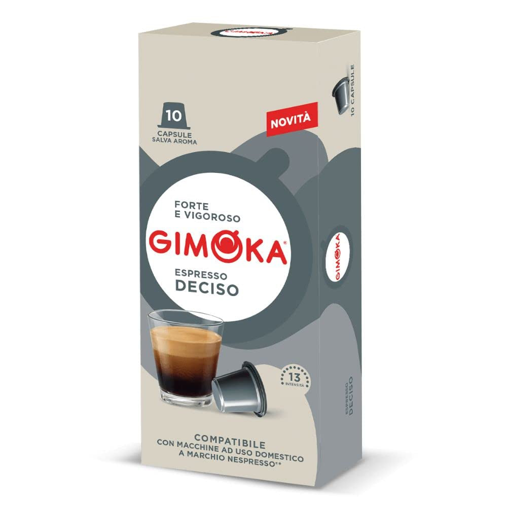 Gimoka Kaffeekapseln Espresso Deciso, Intensität 13/13-100 Kapsel - Kompatybilny z Nespresso* Haushalts-Espressomaschinen - 100 Stück (10 x 10 Getränke) - Hergestellt in Italy