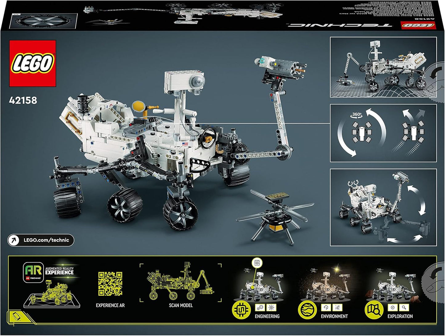 Zestaw zabawek kosmicznych LEGO 42158 Technic NASA Łazik marsjański Perserverance z aplikacją Ar, zabawka naukowa do budowania dla dziewcząt i chłopców Ponad 10 zestawów do budowania Besuche w sklepie LEGO