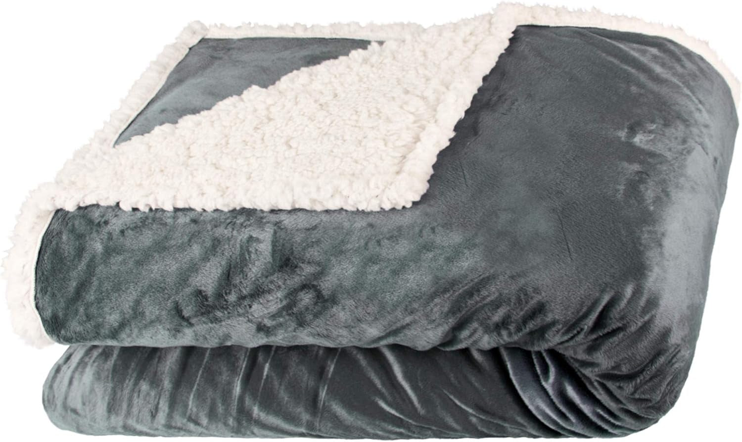 Aqua-Textil Puszysty kocyk przytulaśny 150 X 200 cm Szaro-biały melanż Pluszowy koc telewizyjny Narzuta na łóżko Sherpa Fleece Oeko-Tex Ottawa Łóżka i koce Besuche den aqua-textil-Store Szaro-biały Nicki Wygodny koc 150 X 200 cm