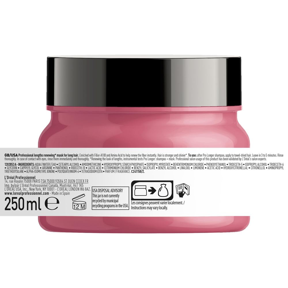 L'Oréal Professionnel Maska wzmacniająca włosy długie i cienkie z wypełniaczem A-100 i aminokwasami, Series Expert, Pro Longer Mask Maska do włosów Naty Shop
