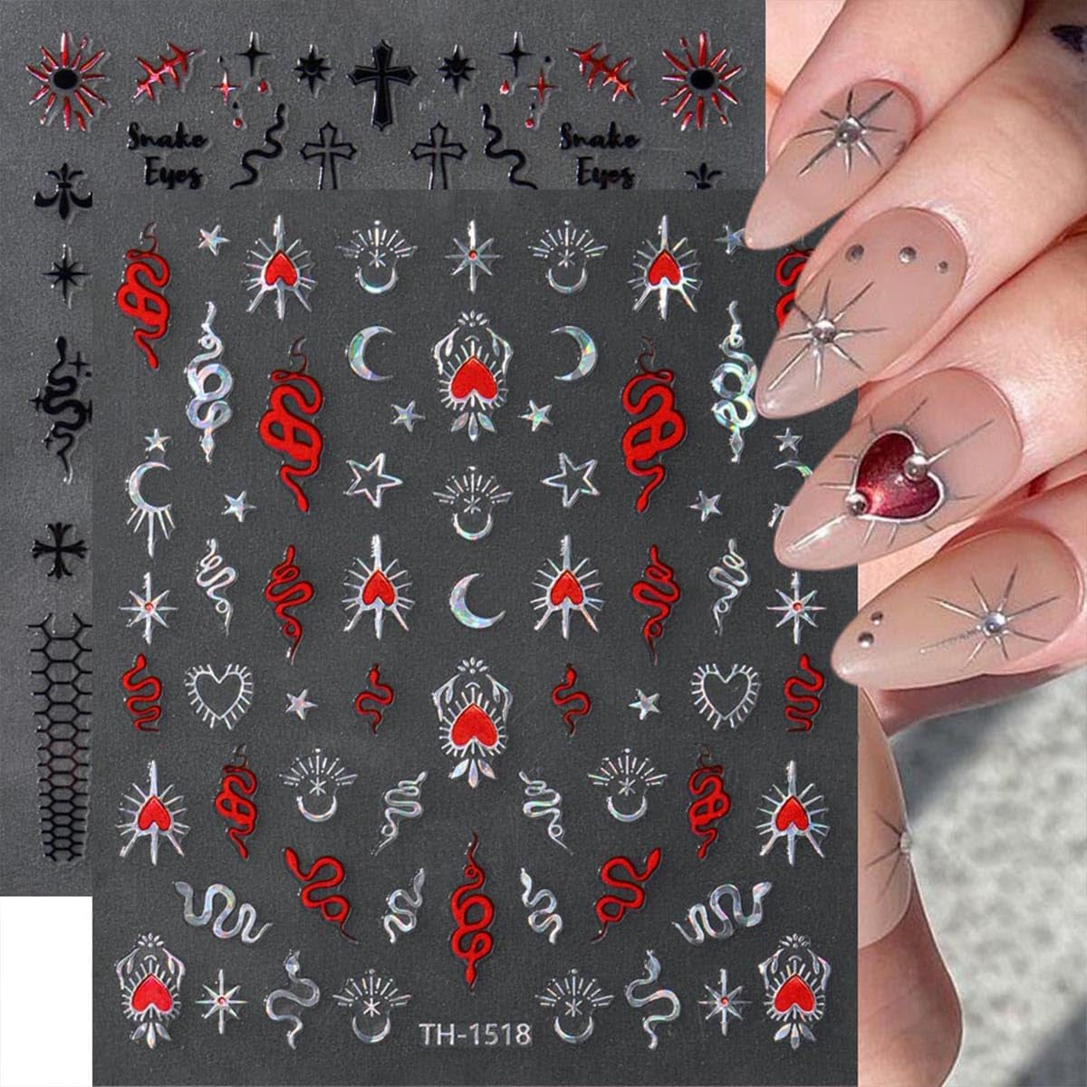 JMEOWIO Nagelsticker Mond Stern 10 Blatt Nail Art Naklejka Selbstklebend Nagelaufkleber Dekoration Nageldesign Zubehör