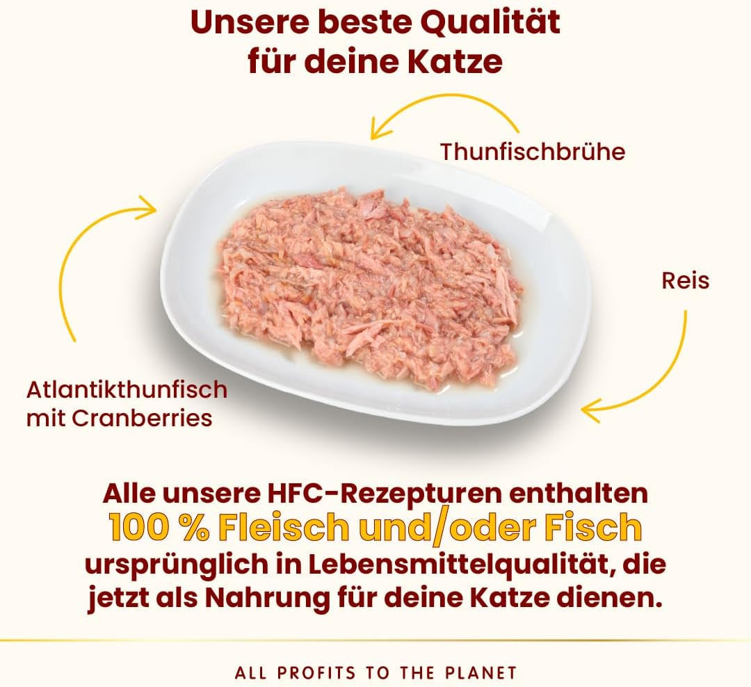 Almo Nature HFC Urinary Help - Nassfutter für Katzen - Unterstützung für die Harnwege - Atlantischer Tunfisch & Cranberries - Human Grade, Monoproteina, Glutenfrei - 24x50g