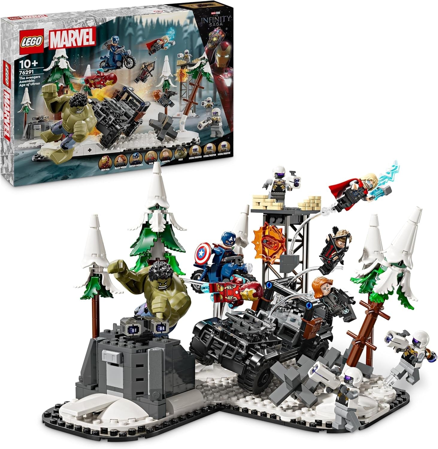 LEGO Marvel Avengers Assemble: Age of Ultron Zestaw do budowania i zabawy z 8 minifigurkami superbohaterów Thora, Hulka i Iron Mana Zabawka do budowania dla chłopców i dziewcząt Zestaw przygodowy 76291 Zestawy do budowania Besuche den LEGO-Store Default Title