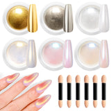 BISHENGYF Proszek do paznokci w kolorze różowego złotaNeue Upgrade Grosse Kapazitä Chrom PulverSuper-Spiegeleffekt Metall Mirror Chrome Powder – Neonowy szklisty efekt perłowy Brokat Nagelkunst Pulver Für DIY Salon