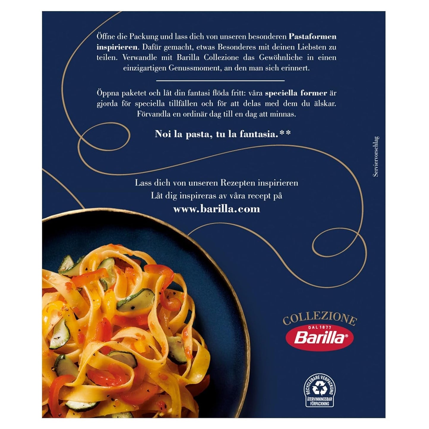 Pasta Barilla Collezione Fettuccine, (1 x 500 g) (3 sztuki w opakowaniu)