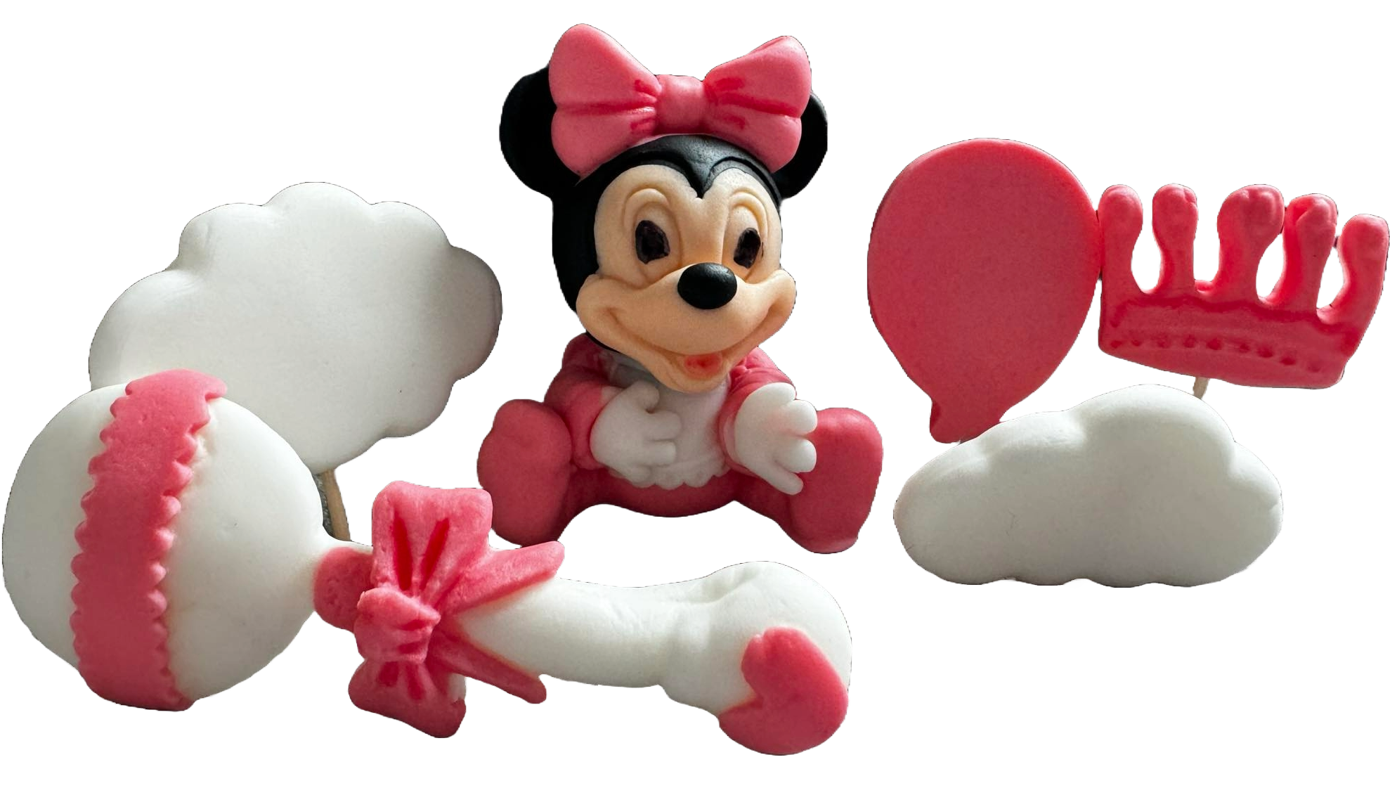 Zestaw 6 jadalnych dekoracji z cukru, Dekoracje z pasty cukrowej Myszka Minnie Naty Shop