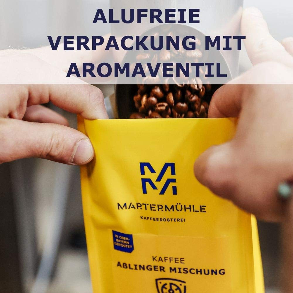 Martermühle Mocny krem ​​do espresso 500g | Arabika/Robusta | Smaki: Ciemne kakao, orzech laskowy | Jasno palone całe ziarna espresso, niska kwasowość
