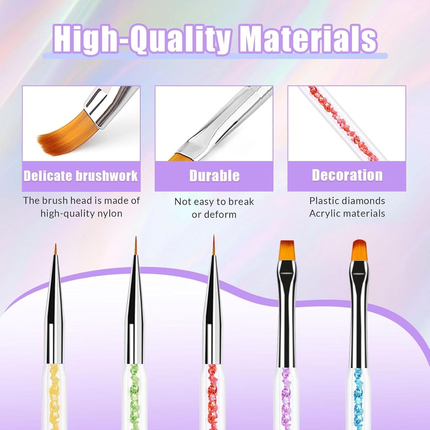 Sularpek 6 Stück Nagel Pinsel, Nail Art Pinsel, Pinsel Nageldesign, Nagel Pinsel Set, Nail Art Dotting Tools Mit 1 Gąbkowy aplikator w pędzelku, Nageldesign Zubehör Für DIY Nail Art Design