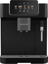 GRUNDIG KVA 6230 w pełni automatyczny ekspres do kawy ze spieniaczem do mleka, młynek ze stali nierdzewnej z 13 stopniami mielenia, pojemnik na ziarna 250 g, wyjmowany zbiornik na wodę 2 litry, ciśnienie pompy 19 bar, wyświetlacz dotykowy, czarny