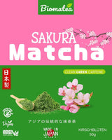 Herbata Sakura Matcha 50g - Ceremonial Grade z Japonii - Zielona herbata Premium z proszkiem z kwiatu Sakura - Pierwsze zbiory, Mielona na kamieniu, Wegańska, Bez dodatków