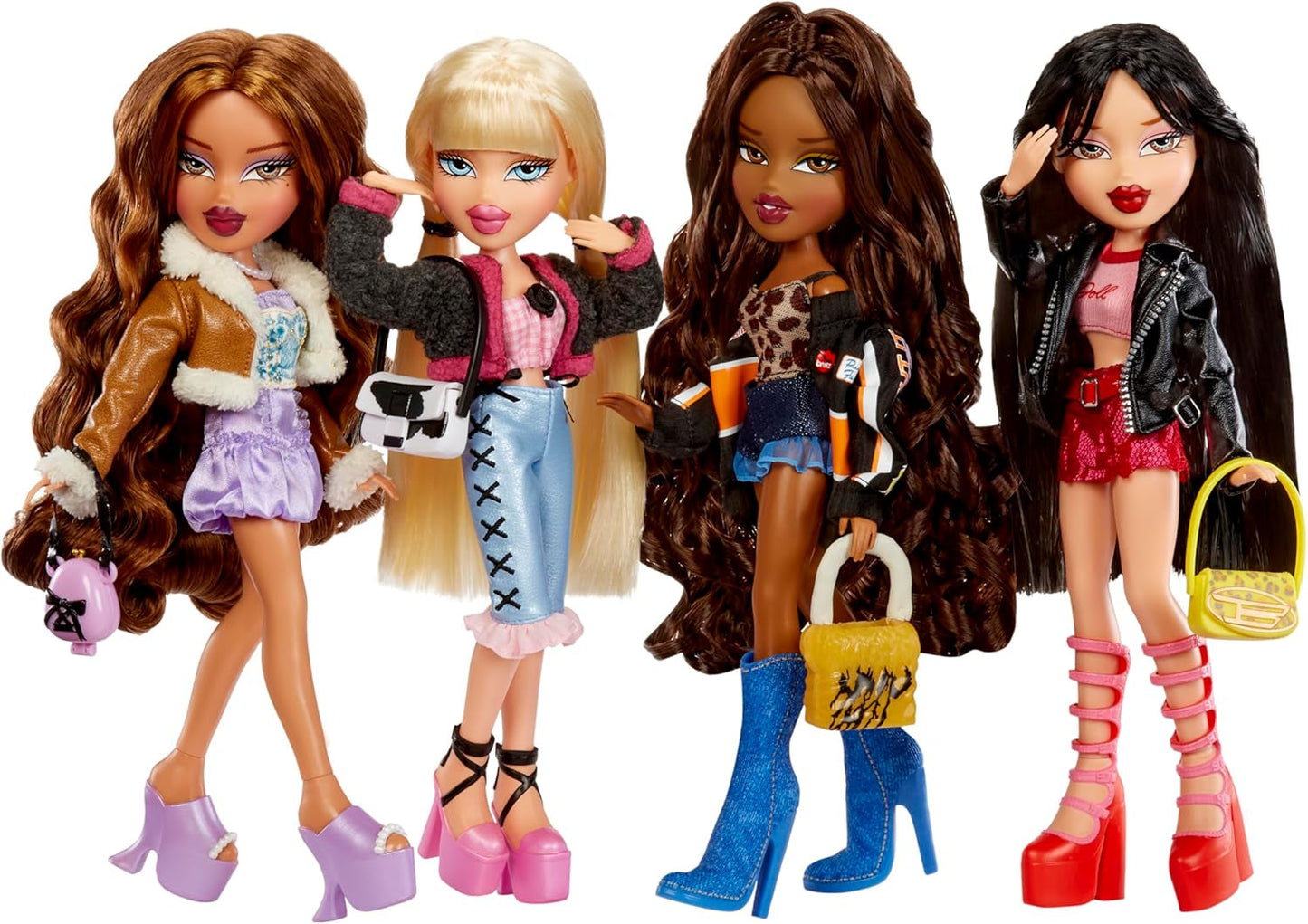 Bratz wychodzi! - Jade - 1 lalka kolekcjonerska z akcesoriami, strojem, torbą, okularami przeciwsłonecznymi i pędzelkiem - Zabawka dla dzieci - wiek powyżej 6 lat, kolor czerwony