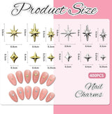 400 sztuk Stern Nail Charms Złoto Srebro, Charms Nägel Zubehör, Nagel Deko, Nail Art Zubehör, Nagel Charms, Nagel Steine, Nail Design, Charms Für Nägel