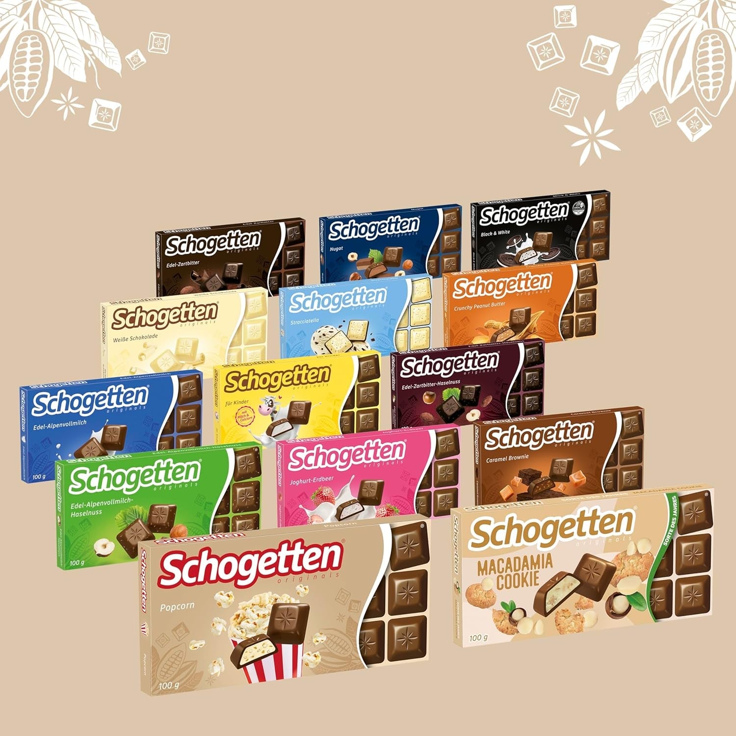 Popcorn Schogetten 1 tabliczka czekolady x 100 g, czekolada mleczna z popcornem i kawałkami kukurydzy, praktyczne pojedyncze sztuki. Przysmak. Kawałek po kawałku.