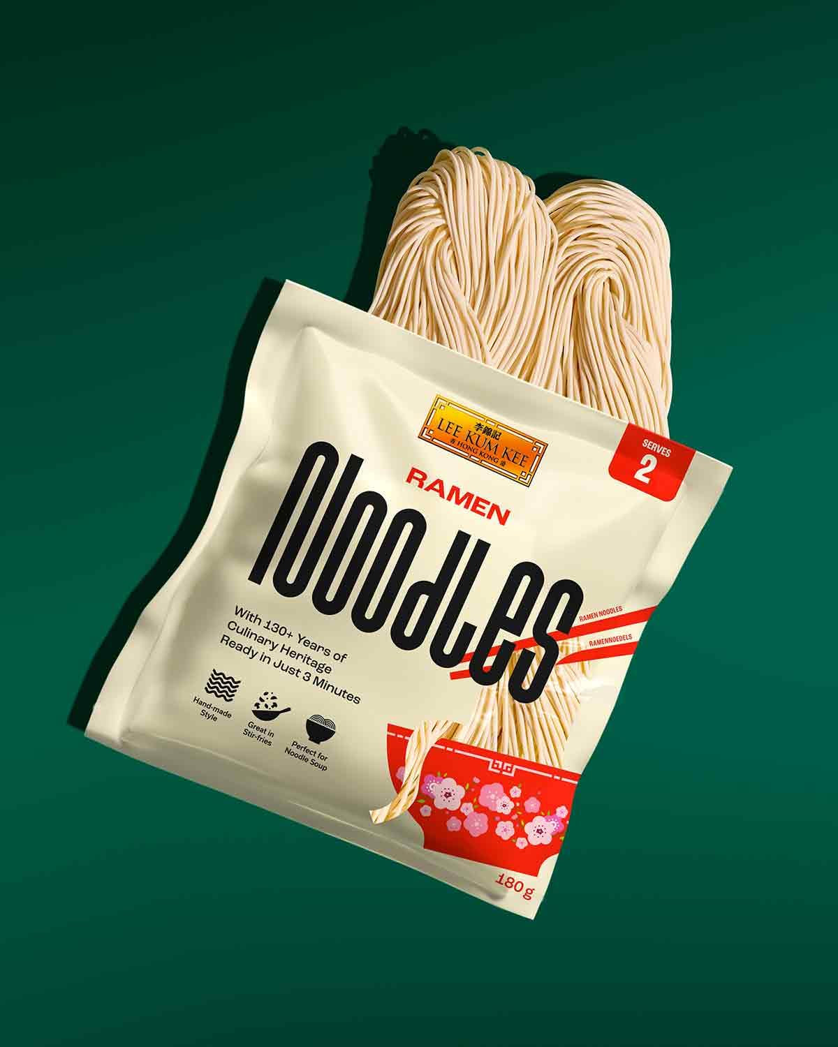 LEE KUM KEE Ramen Noodles - azjatycki ramen o delikatnej i delikatnej konsystencji, klasyk do zup ramen i dań z woka, makaron półwytrawny, opakowanie po dwie porcje, opakowanie zbiorcze 6 x 180g
