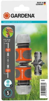 Zestaw złączy Gardena: złączka do węża z przedłużeniem 13 mm (1/2 cala) i 15 mm (5/8 cala), nawet przy wysokim ciśnieniu wody, łatwy montaż (18283-20)