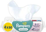 Chusteczki dla niemowląt Pampers Sensitive, 15 opakowań po 80 chusteczek, 1200 chusteczek dla niemowląt, delikatne oczyszczanie i ochrona skóry 2 w 1