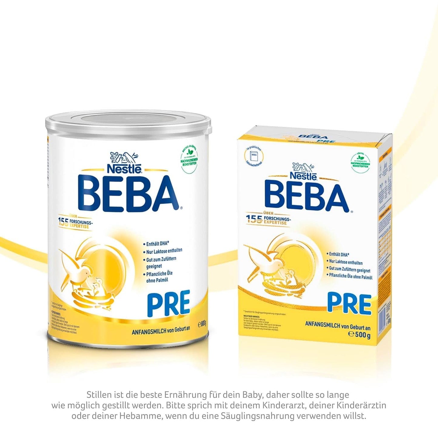 BEBA PRE Mleko początkowe od urodzenia, Żywność dla niemowląt z DHA, Tylko laktoza, Bez oleju palmowego, Op. 3 (3 x 800g) Naty Shop