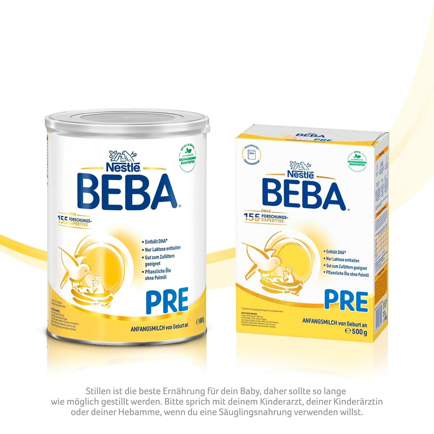 BEBA PRE Mleko początkowe od urodzenia, Żywność dla niemowląt z DHA, Tylko laktoza, Bez oleju palmowego, Op. 3 (3 x 800g) Naty Shop