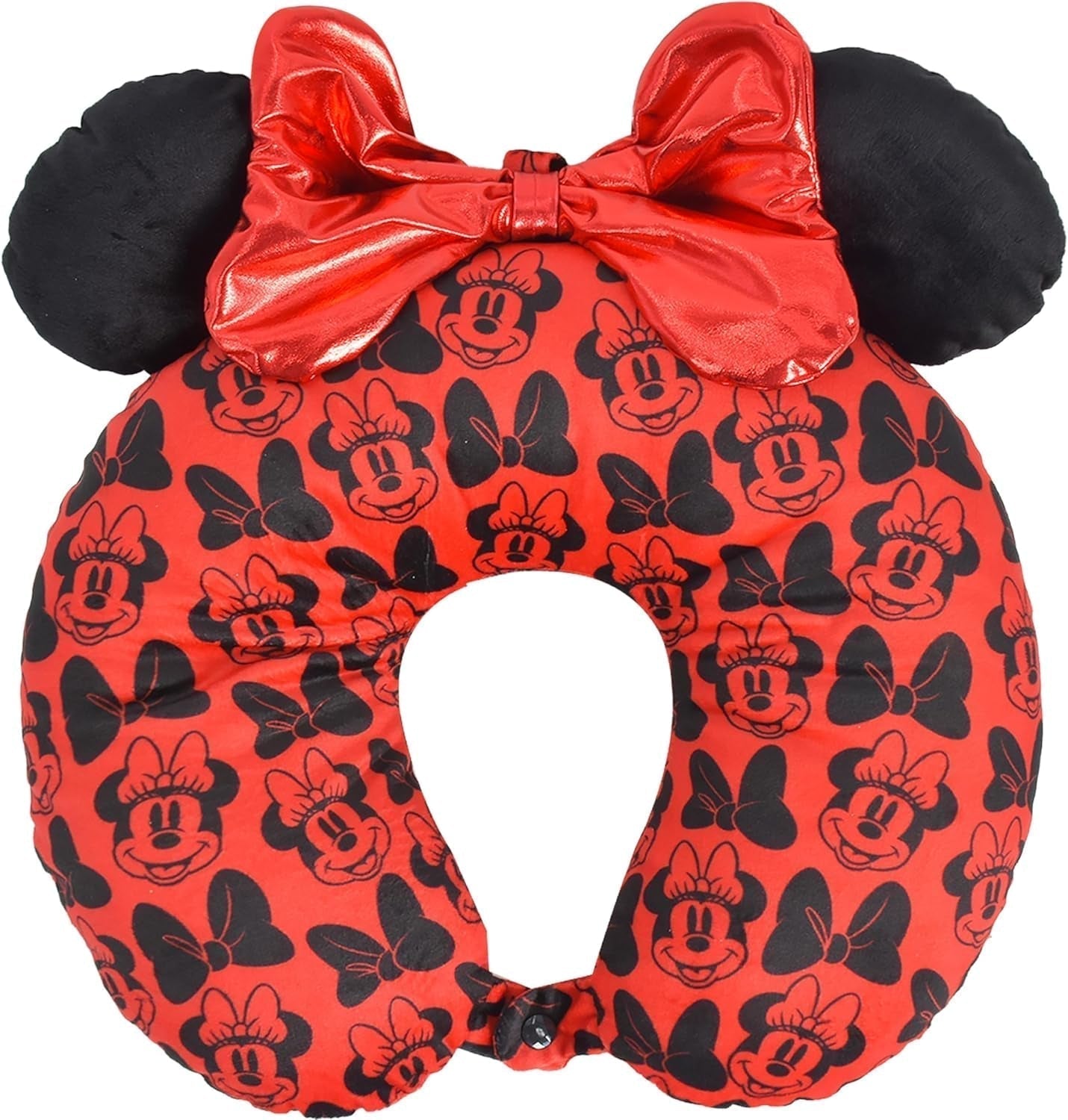 Ful Concept One Disney Minnie Mouse Poduszka podróżna na szyję z uszami 3D i sprężyną do biura w samolocie Wygodna i oddychająca Czerwony / Czarny Naty Shop Poduszki podróżne Czerwona / Czarna wstążka Jeden rozmiar