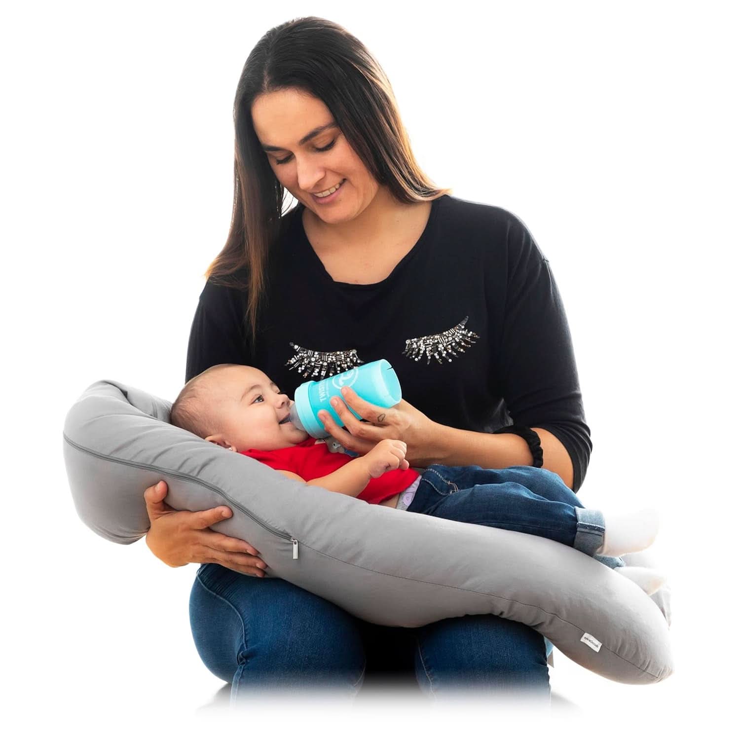 Innovagoods - Wielofunkcyjna poduszka do karmienia, Ergonomiczny kształt dla relaksu matki i dziecka, Regulowana do różnych pozycji, Zmywalna, Kolorowa, Polibawełna Akcesoria Artykuły spożywcze i karmienie piersią Baby Naty Shop