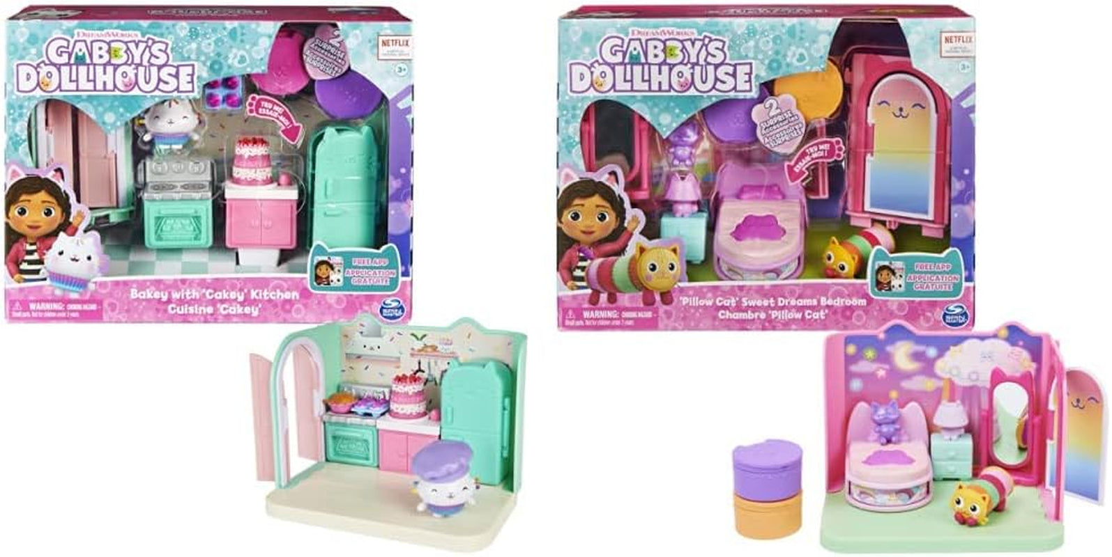 Domek dla lalek Gabby i domek dla lalek Gabby Pokój Deluxe Sweet Dreams Puszysty kot Poduszka do sypialni Kot i 3 akcesoria 3 elementy mebli i 2 pudełka z niespodziankami Odpowiednie dla dzieci w wieku od 3 lat