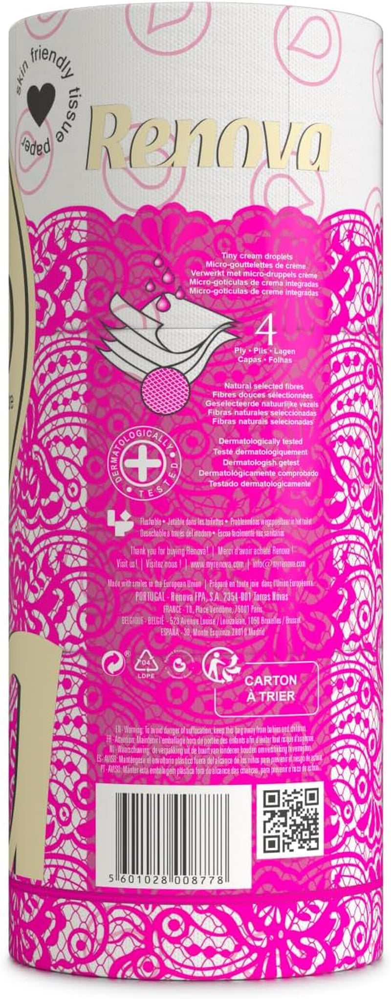 Papier toaletowy Renova 4 warstwy biały dekorowany zapachowy - 12 rolek w rolce Blanco Decorado Perfumado