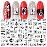 JMEOWIO Nagelsticker Geometria 10 Blatt Nagelaufkleber Selbstklebend Schwarzes Herz Unregelmäßig Geformt Nail Art Naklejka Dekoracja Nageldesign Zubehör
