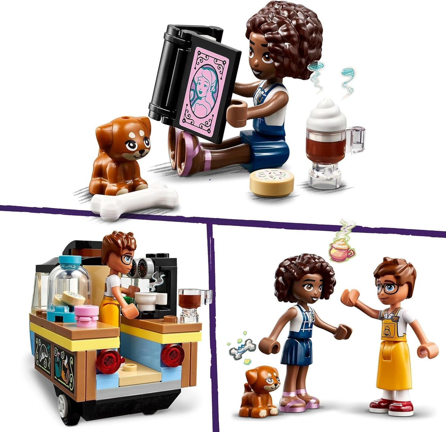 LEGO Friends Mała zabawka do pieczenia na kółkach dla dzieci, prezent dla dziewcząt i chłopców w wieku 6 lat, zabawka edukacyjna z psami Aliyą, Julesem i Airą 42606 Zestawy do budowania Beuche den LEGO-Store