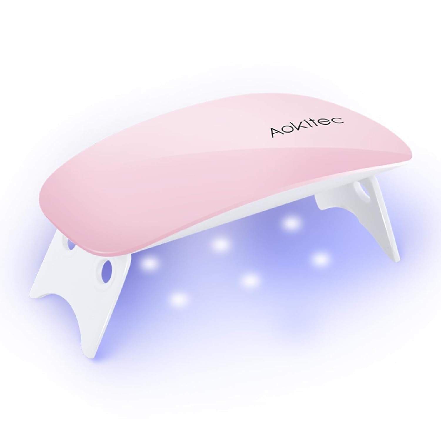 Lampa UV Aokitec Mini LED, lampa UV do żelu do paznokci, przenośna suszarka do paznokci do wszystkich rodzajów żelowych lakierów do paznokci, narzędzie do utwardzania w kształcie myszy, kompaktowe, lekkie z kablem USB (białe)