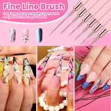 6 Stück Liner Pinsel Nailart Nageldesign Zestaw Pinsel Dünn Acryl Nagelpunkt-Zeichenwerkzeug Nägel Dünne Nagelpinsel Zestaw Für Lange Linien, Dünne Detale, Feines Zichnen 5/7/9/11/15/25 Mm（Rosa）