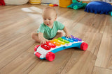 Fisher-Price Świecący ksylofon gigant - elektroniczny instrument muzyczny do ciągnięcia wraz z piosenkami z treściami edukacyjnymi, dla dzieci, już od 9 miesiąca życia, wielokolorowy, wersja: francuska, HJK40 Jucarii Bebe Naty Shop