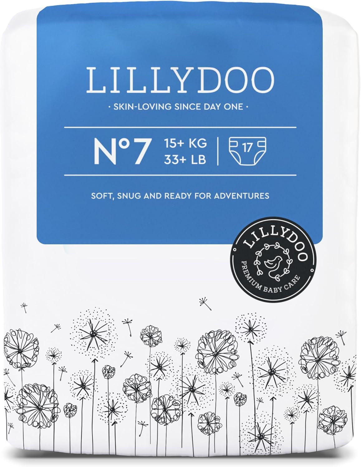 LILLYDOO Pieluszki dziecięce Przyjazne dla skóry - rozmiar 3 (6-10 kg), 29 sztuk, niezawodna ochrona przed wyciekami, miękkie, bezzapachowe i bez balsamu dla skóry wrażliwej, testowane dermatologicznie