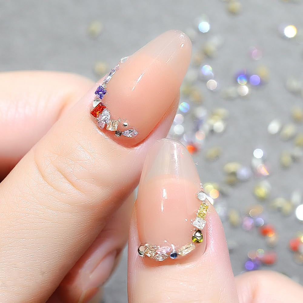 2000 sztuk Bunte Strasssteine ​​Nägel Glitzersteine ​​Nail Charms Nailart Edelsteine ​​Nagel Steine ​​Glitzer Steine ​​Nagel Charms Nägel Zubehör Kristalle Diamant Nageldesign Strass Nail Art Cyrkonie Klejnoty do paznokci