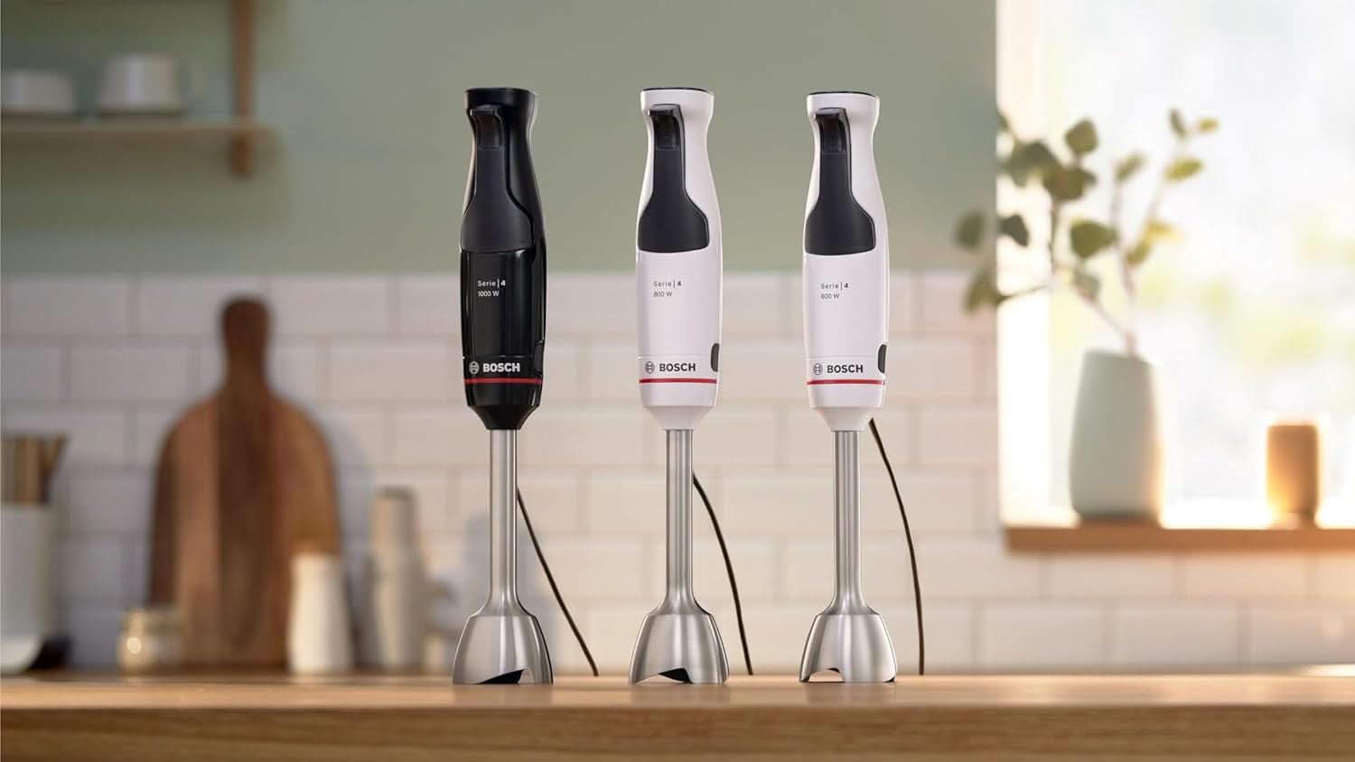 Mikser stojący Bosch Ergomaster Serie 4, 1000 W, Edelstahl-Mixstab, Zerkleinerer, Mix-/Messbecher, Schwarz Kitchen Naty Shop