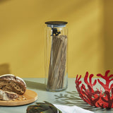 Alessi „Gianni” szklany słoik kuchenny z zamkniętą pokrywką, żywica termoplastyczna, czarny, 27,5 x 13,5 x 28 cm Pudełka do przechowywania żywności Naty Shop