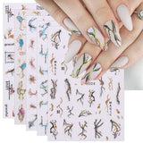 Jmeowio JMEOWIO Nagelsticker Marmor Französische Spitze 10 Blatt Nail Art Naklejka Selbstklebend Nagelaufkleber Bunt Dekoration Nageldesign Zubehör