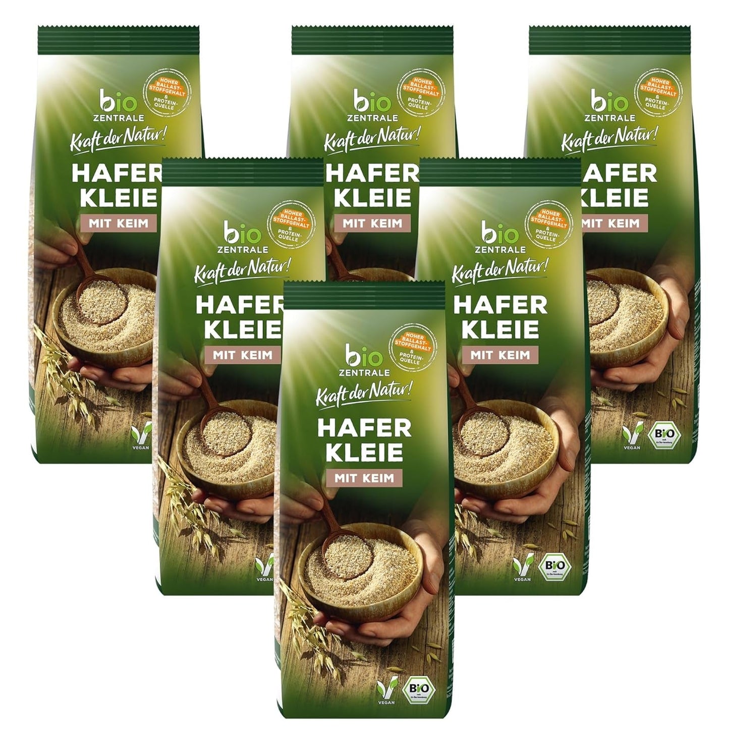 Biocentralne organiczne otręby owsiane 1 kg | Korzystny pakiet | Źródło białka o wysokiej zawartości błonnika | Naturalnie wegańskie | Z rolnictwa UE | Niska zawartość cukru