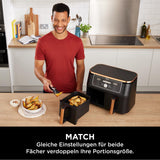 Ninja Foodi AF400EUCP MAX Dwustrefowa frytkownica powietrzna, frytkownica 9,5 l, 2 komory, ze szczypcami, powłoka nieprzywierająca Sprzęt AGD Naty Shop