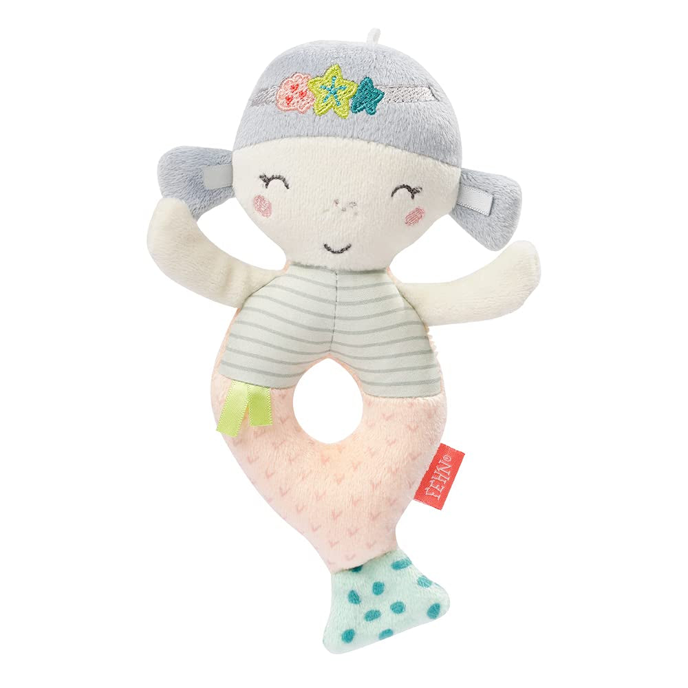 Fehn baby ring ring zabawka owieczka fehnNATUR - pluszowa zabawka z bawełną organiczną - zabawka dla dziecka z dzwonkiem i zabawną zabawką edukacyjną - zabawka z uchwytem dla niemowląt i małych dzieci od 0. miesiąca Baby Toys Naty Shop Mermaid