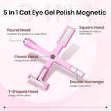 SUPWEE 5 w 1 narzędzie magnetyczne do paznokci, różowy magnes kocie oko dla Nägel Multifunktions Magnetstift DIY Magic 3D magnes w sztyfcie zestaw długopisów Nail Art magnes w sztyfcie do zdobienia paznokci DIY