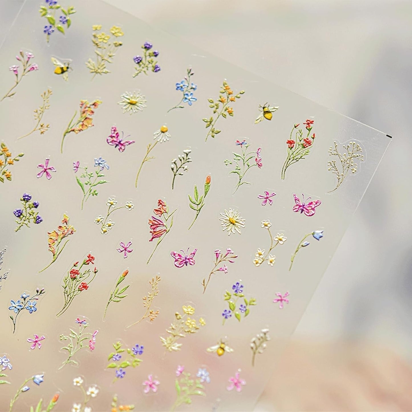 JMEOWIO 3D Nagelsticker Blumen Nail Art Naklejka Selbstklebend Nagelaufkleber 5D Stereoskopisch Frühling Sommer Blumen Dekoration Nageldesign Zubehör 1 Blatt