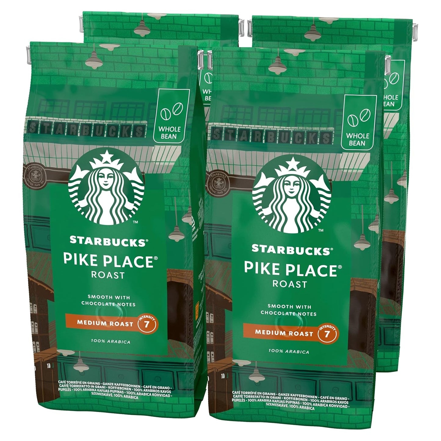 STARBUCKS Pike Place Roast, Mittlere Röstung, Ganze Kaffeebohnen 450g (opakowanie 4er)