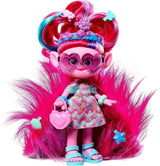 Mattel DREAMWORKS TROLLS Together Strong - smaczna lalka z modnymi włosami - królowa maków - ponad 15 akcesoriów, brokatowy grzebień, zmywalny brokatowy żel, wiek + 3 lata HNF25 Naty Shop Poppy Dolls Pluszowe futrzane włosy