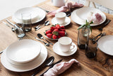 Seria MĘSER Felise, elegancki serwis do kawy na 6 osób, ponadczasowy, czarna obwódka, porcelana, biały
