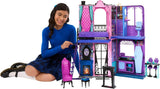 Hotelowy domek dla lalek Monster High Buh-tique, składany zestaw ze strasznymi niespodziankami w każdym pokoju i ponad 13 zestawów do zabawy, w tym meble i akcesoria, JBF16