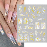 9 Blatt Nagelsticker Französische Spitzenmarmor Nagelaufkleber Selbstklebend Weißes Złota naklejka artystyczna do paznokci Dekoration Nageldesign Zubehör
