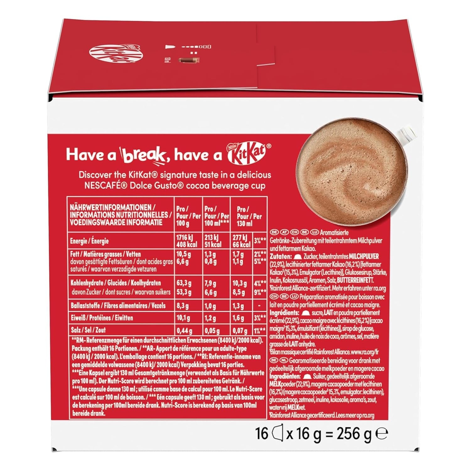 NESCAFÉ DOLCE GUSTO KitKat Kaffeekapseln 3-pak (3 x 16 Kapseln)