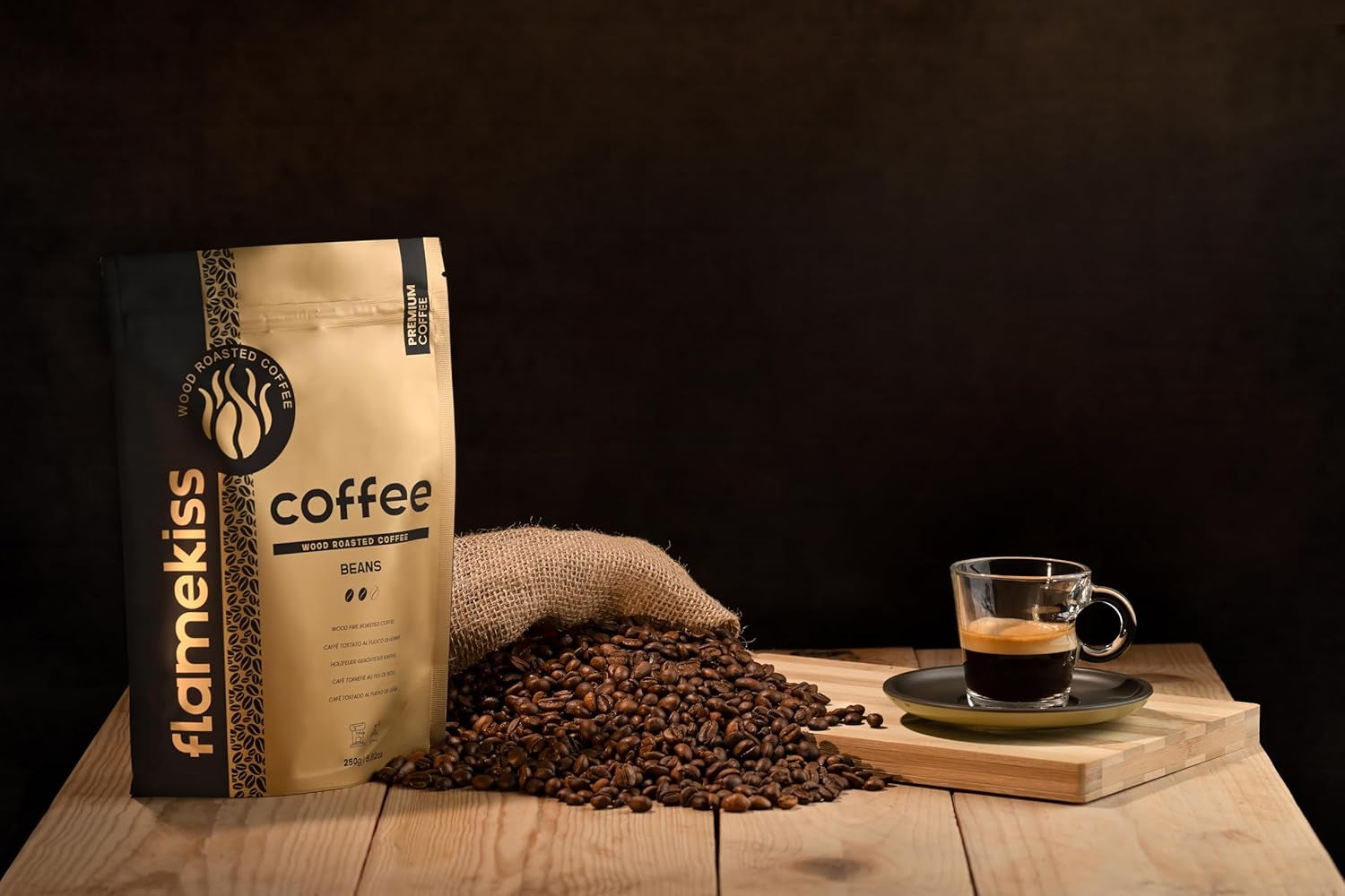 Kawa ziarnista 250g – Wysokiej jakości ziarna espresso Arabica i Robusta, ręcznie wypalane w drewnie, dla pełnego i aromatycznego smaku ziaren kawy